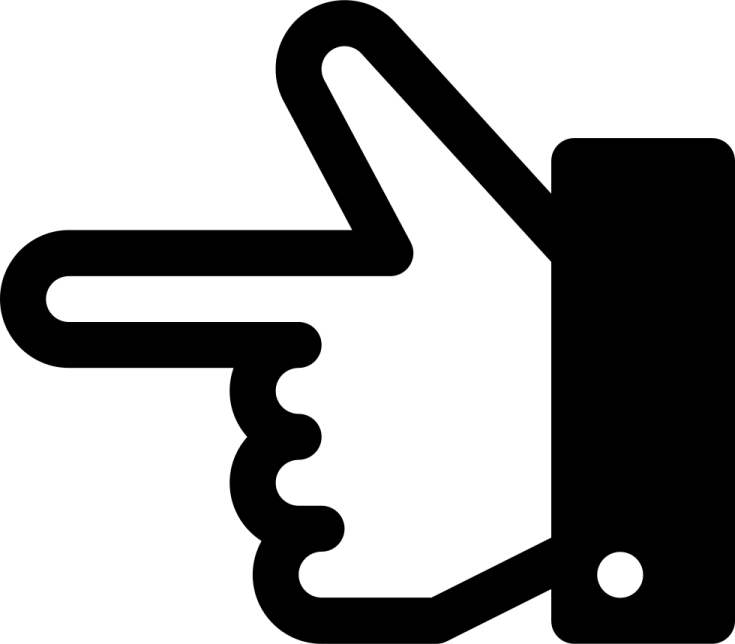 a black and white image of a hand pointing up