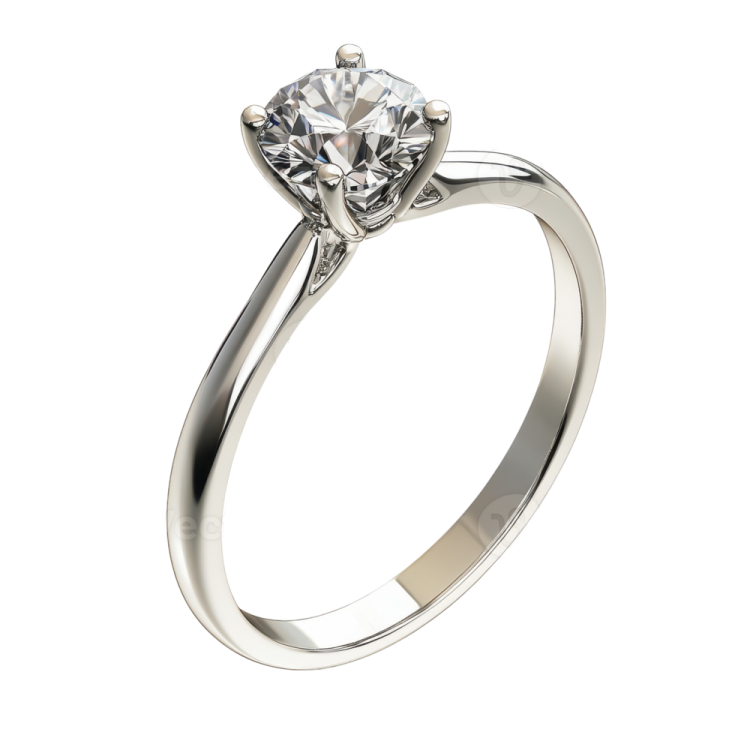 a white gold engagement ring with a single diamond