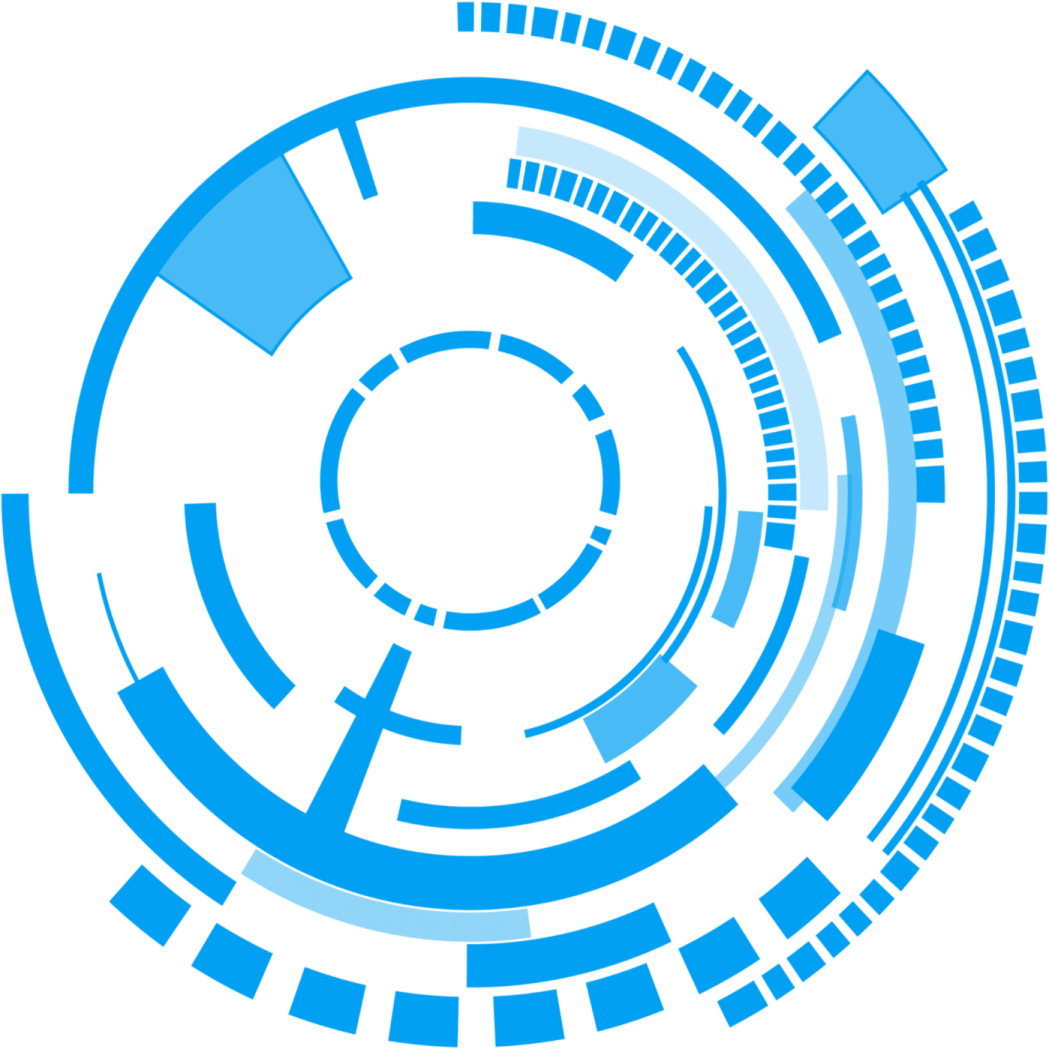 a blue circular design on a white background