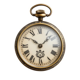 an old pocket watch on a white background