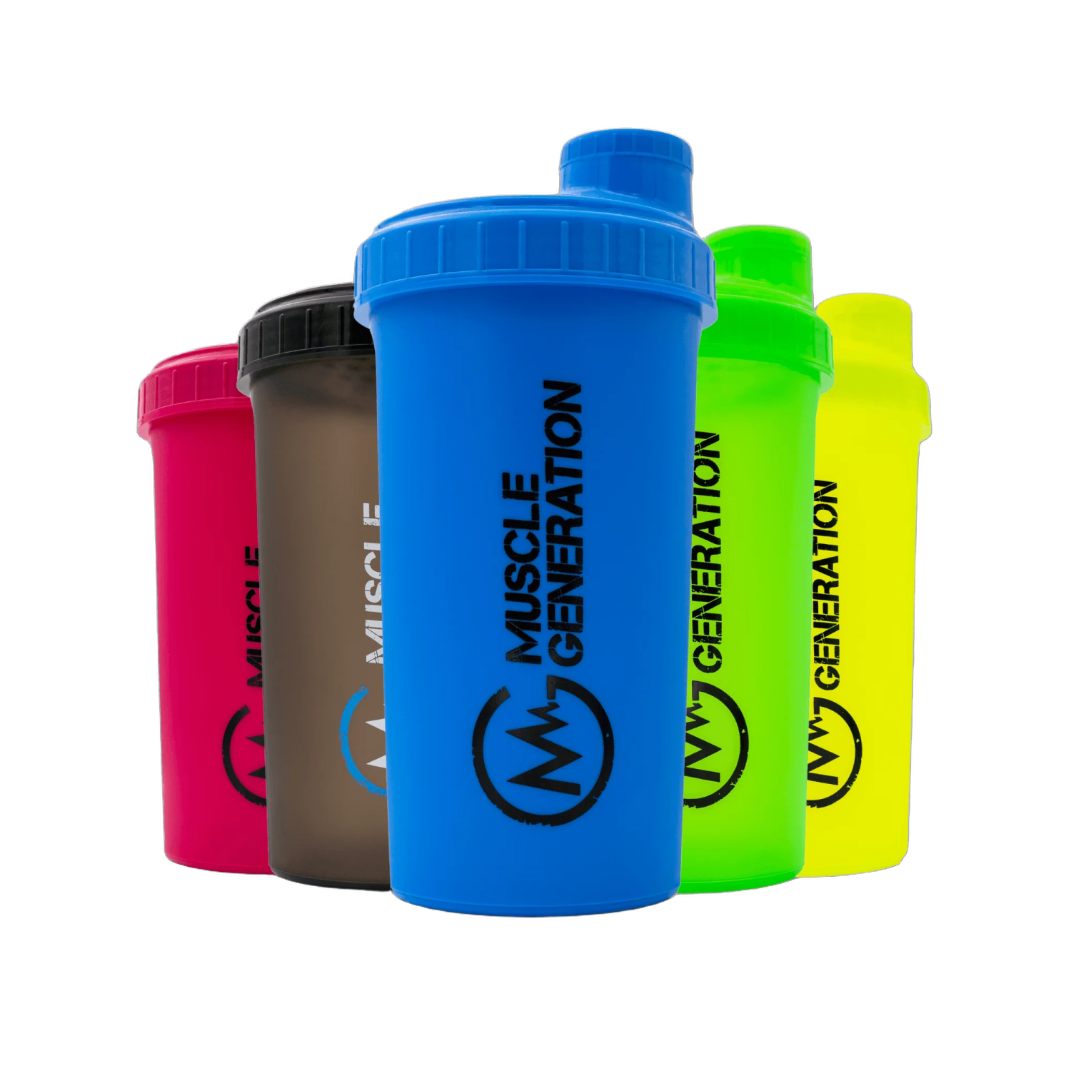 a set of three shake bottles with different colors