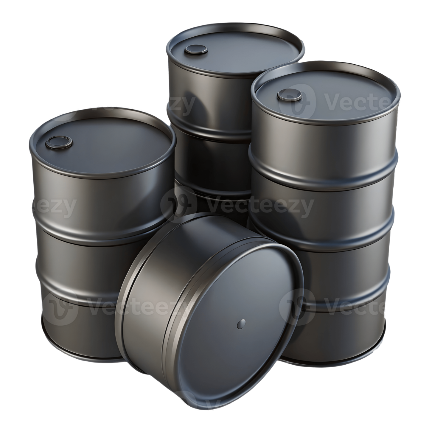 a group of oil barrels on white background