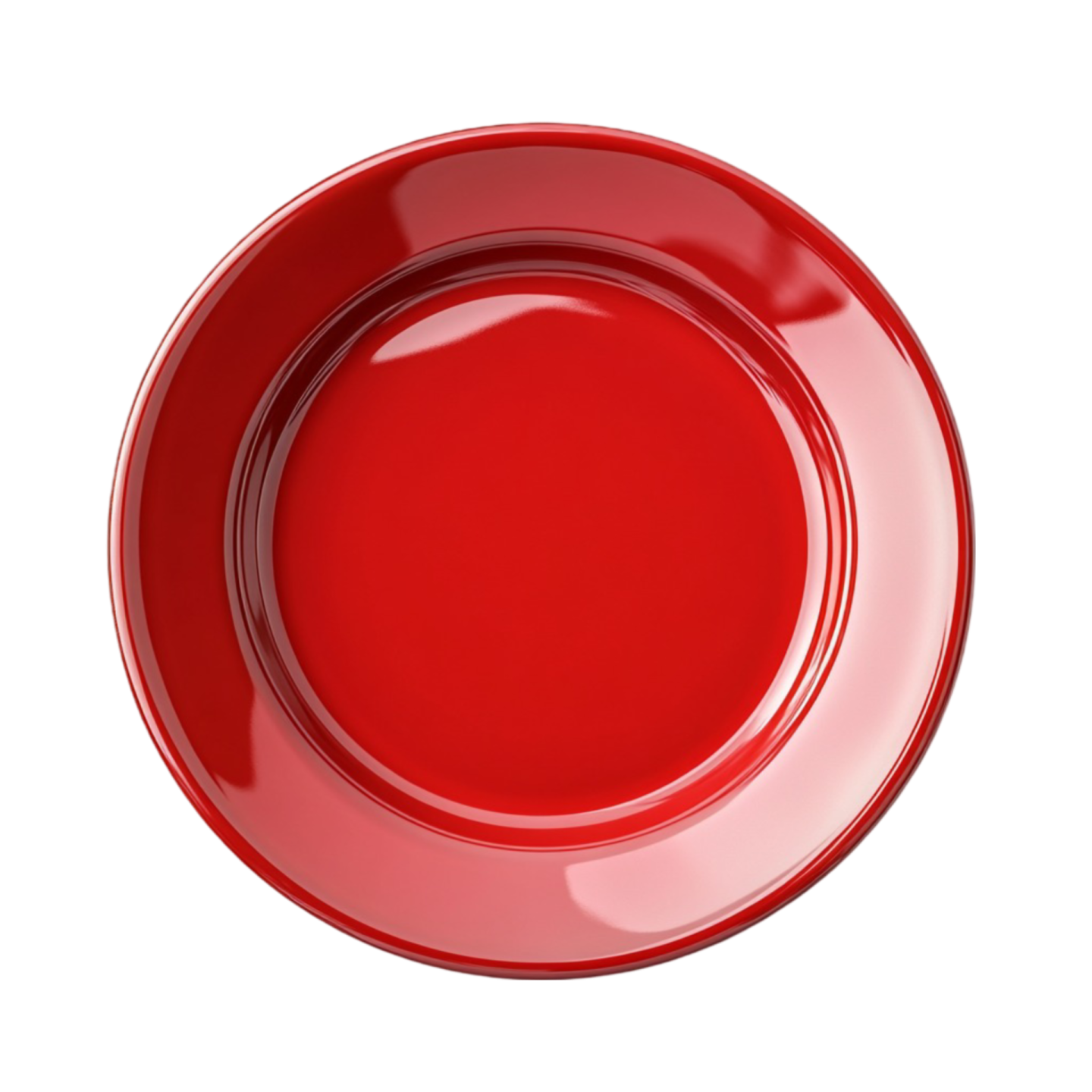 a red plate on a white background