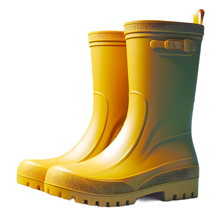 a pair of yellow rain boots