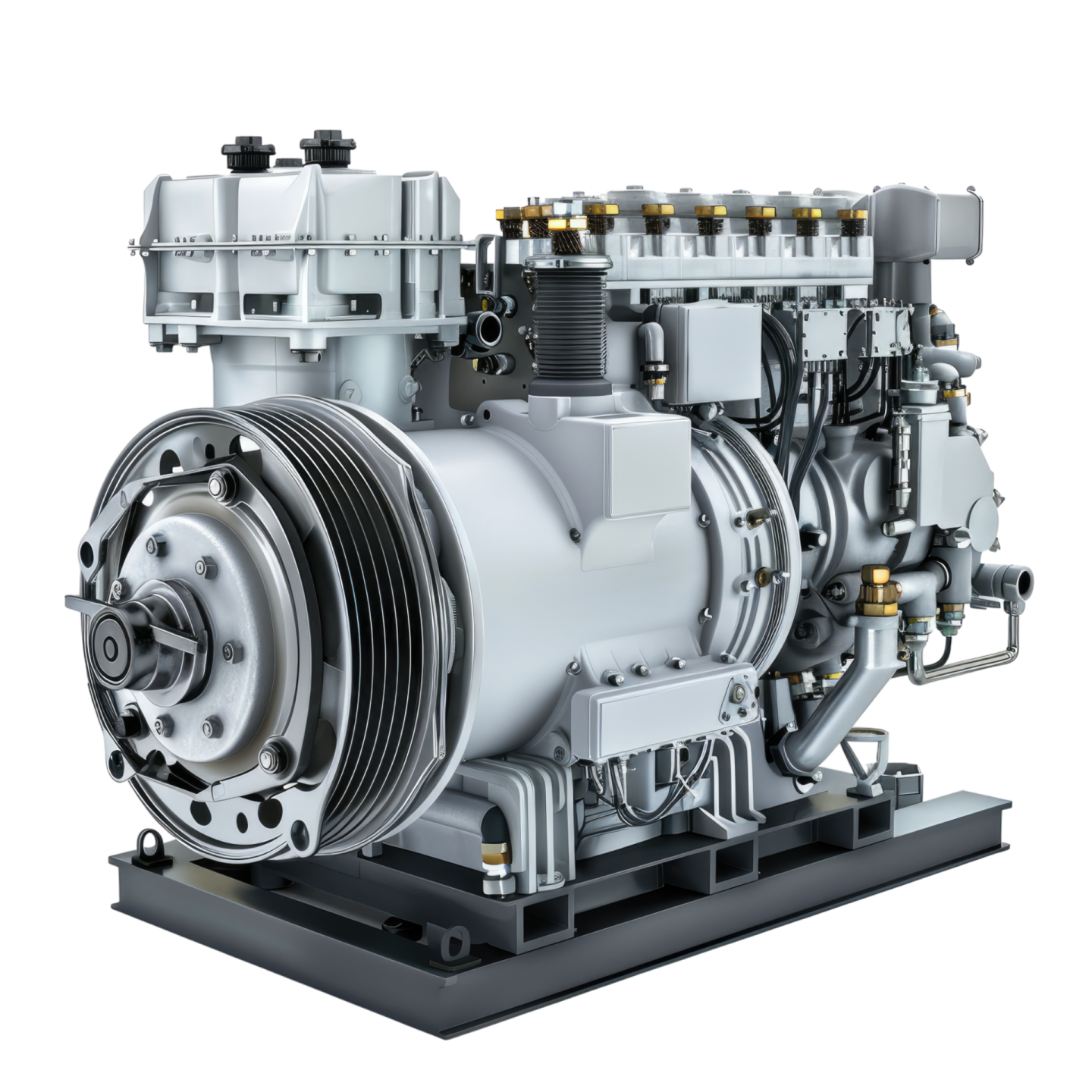 a diesel engine on a white background