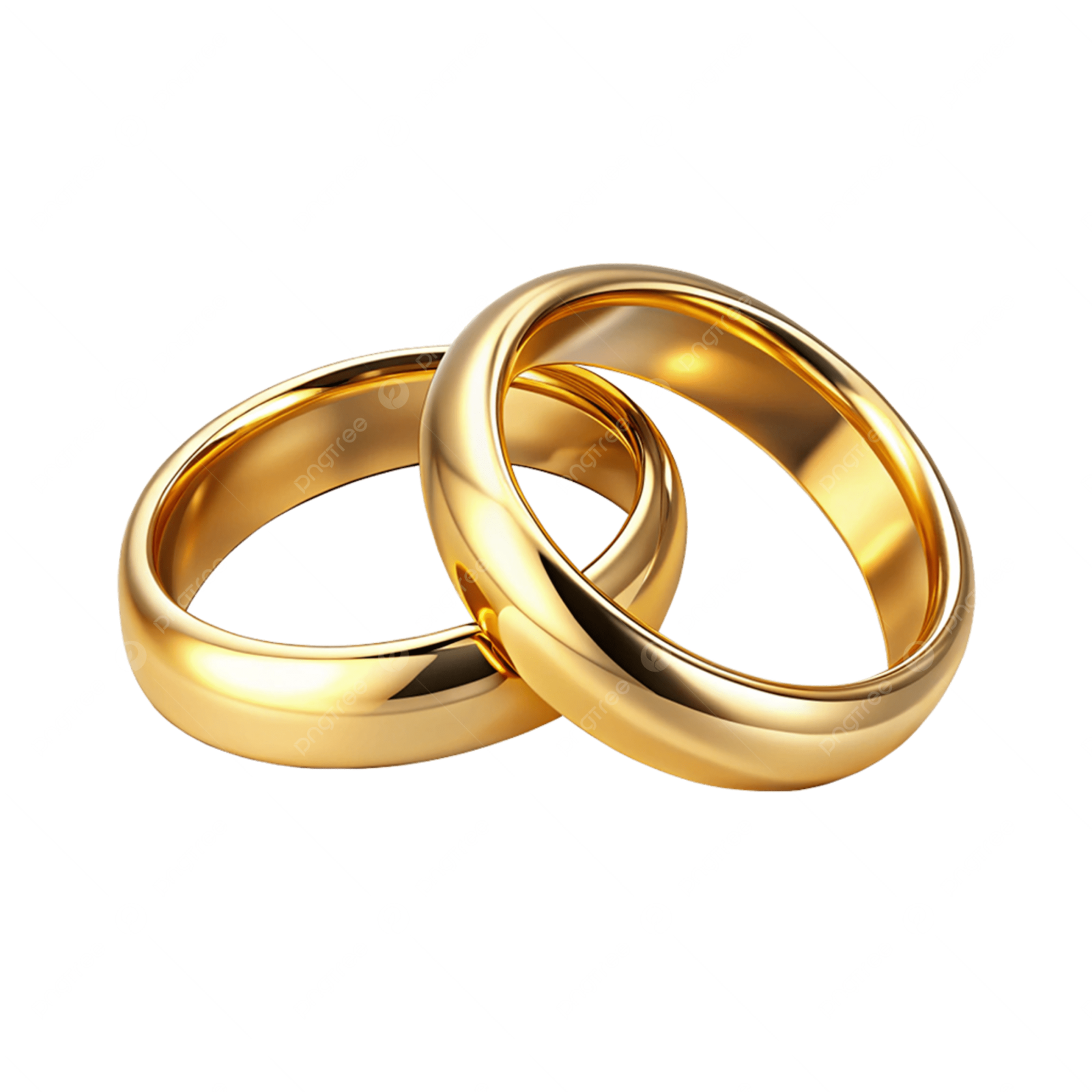 a pair of gold wedding rings