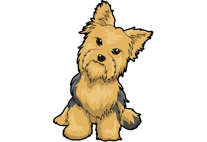 a cartoon yorkshire terrier dog sitting down