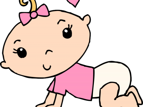 a cartoon baby girl with a pink dress