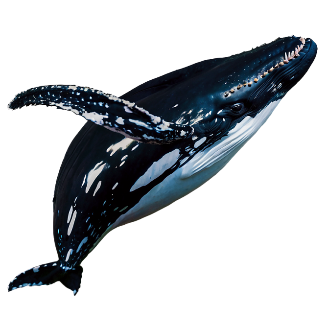 a black and white whale swimming in the ocean