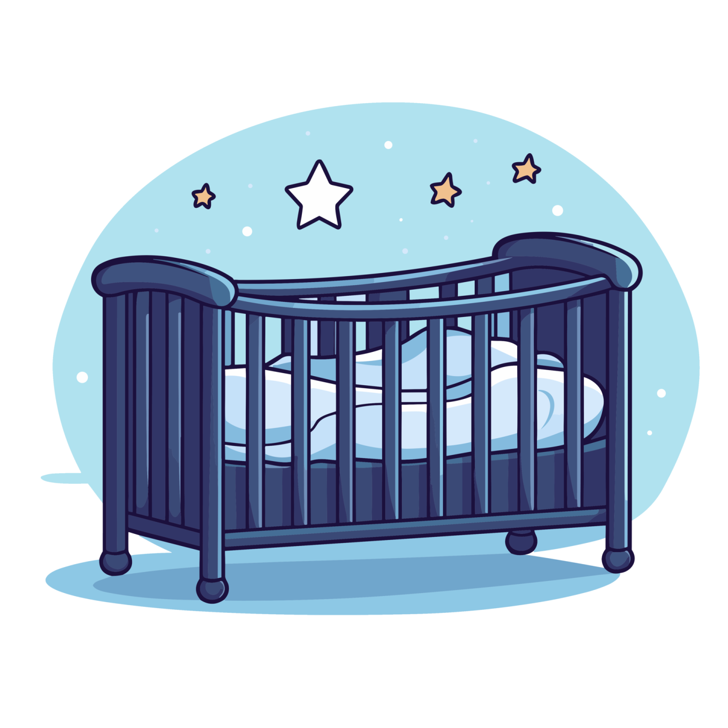 a baby cribt with stars in the sky