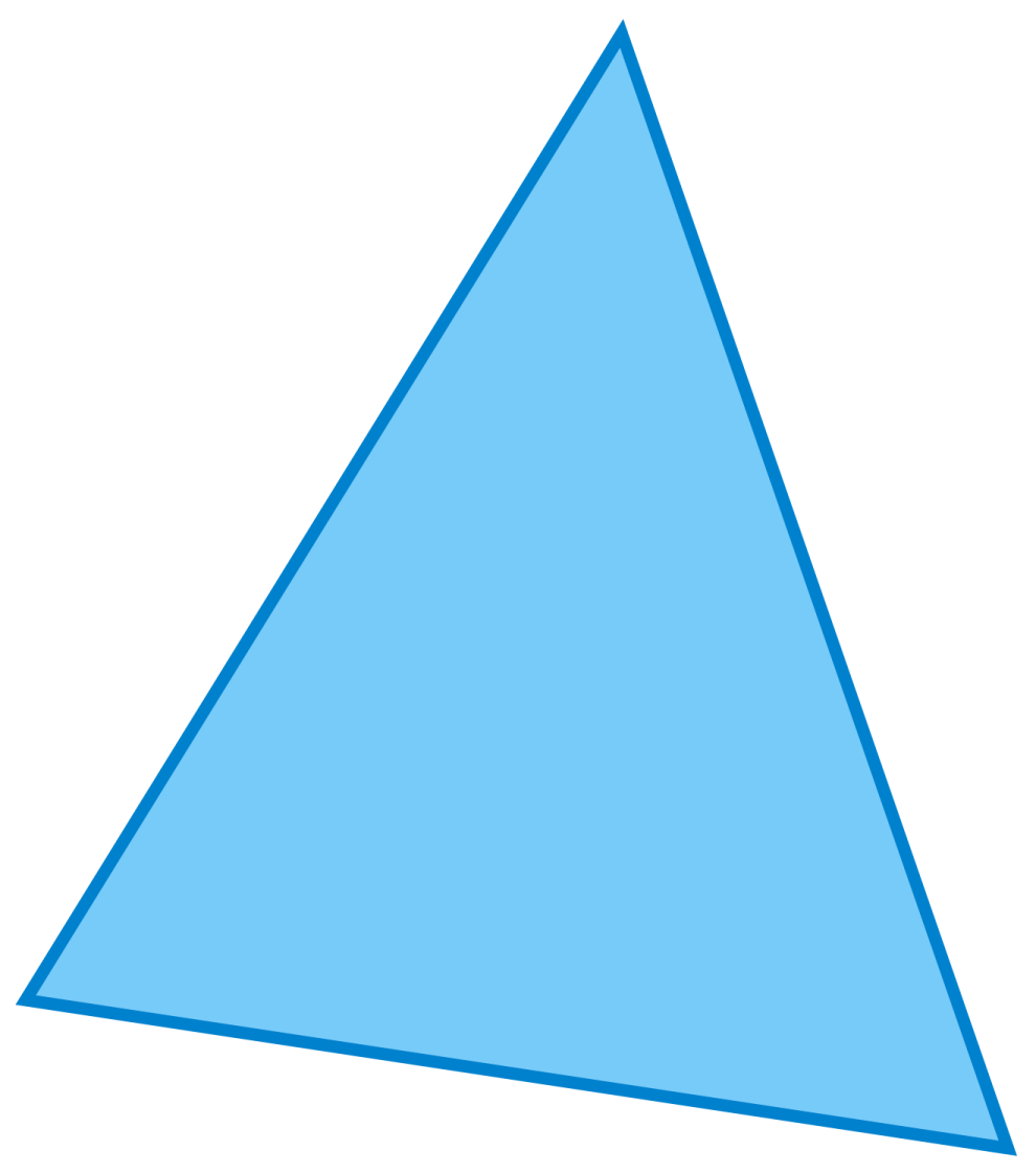 a blue triangle on a white background