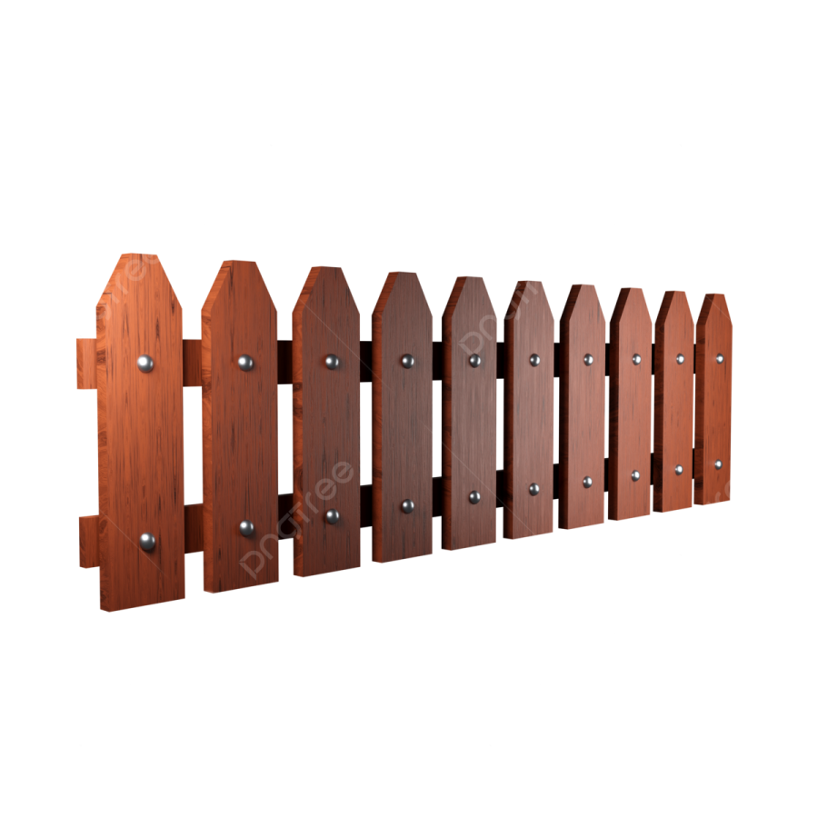 a set of wooden fences on a white background