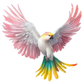 a colorful bird with its wings spread out