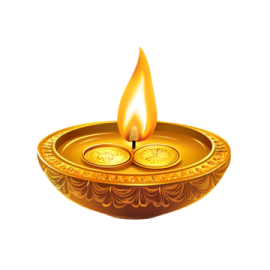 a golden oil lamp on white background