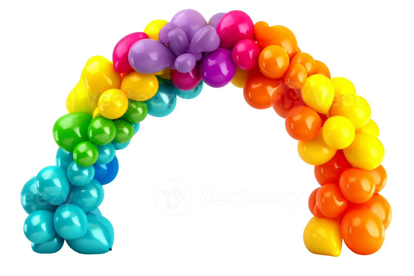 a rainbow colored balloon arch