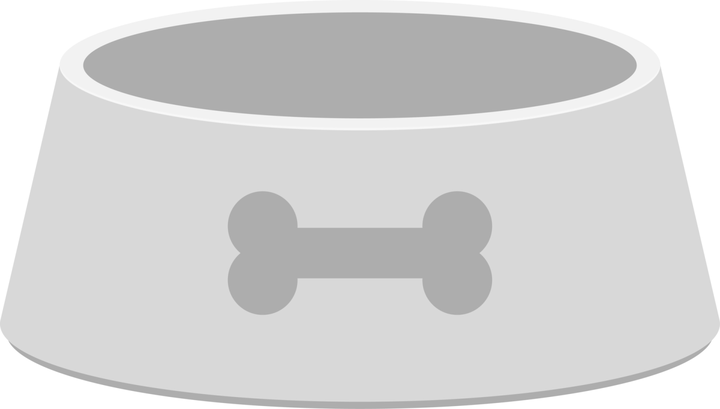 a dog bowl with a bone on it