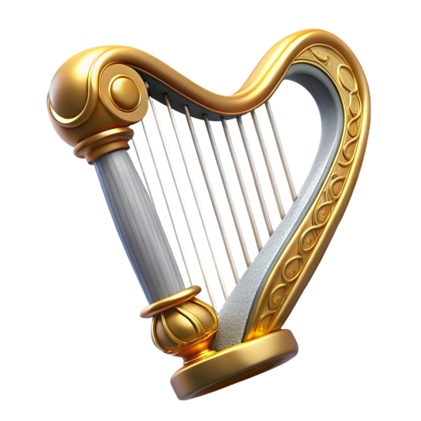 a golden harp on a white background