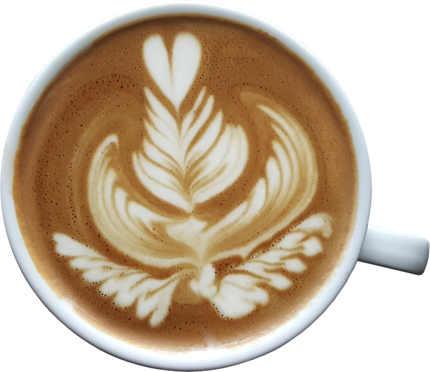 a cup of coffee with a pattern on it