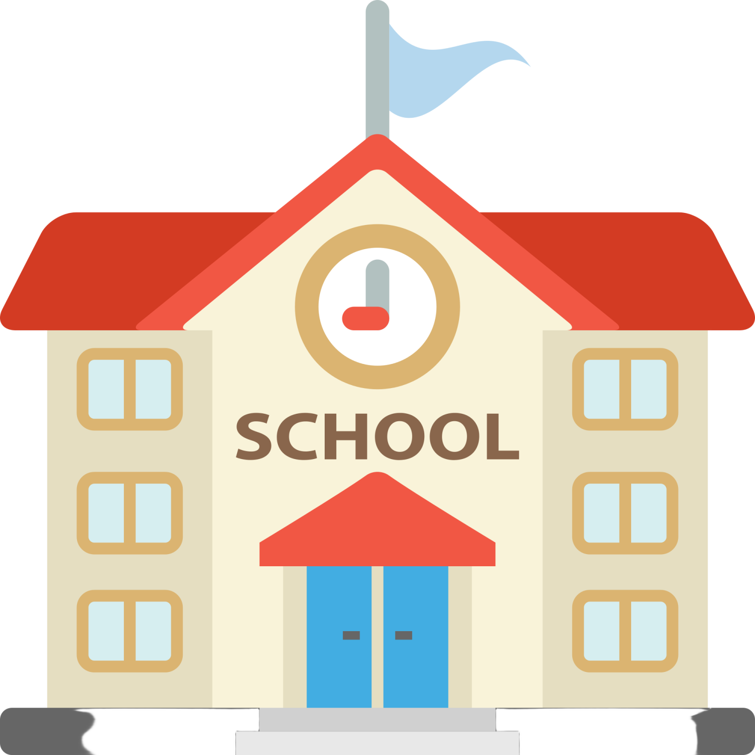 a school building with the word school on it