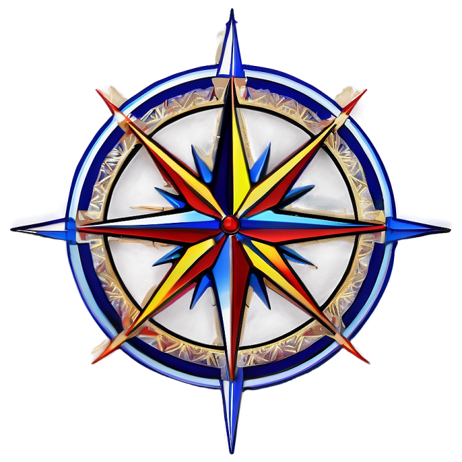 a colorful compass on a white background