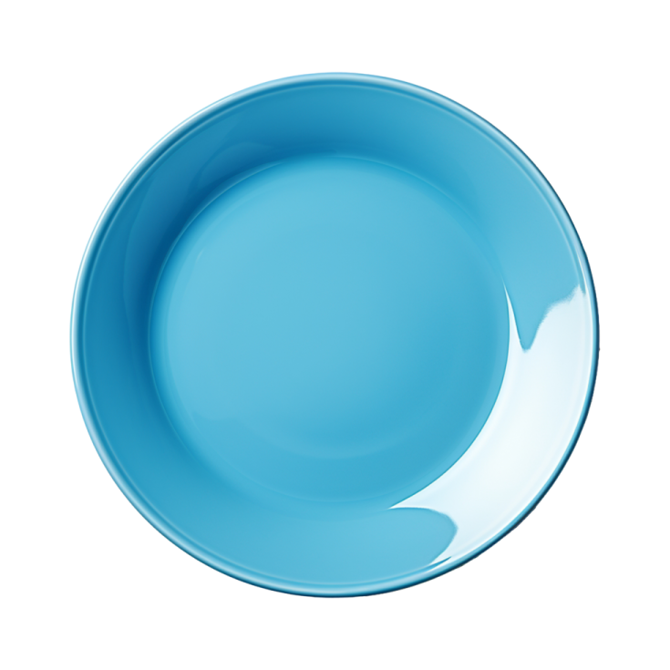 a blue plate on a white background
