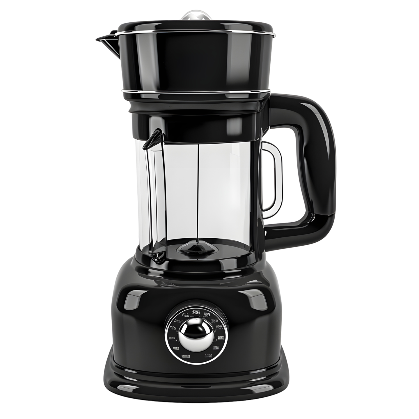 a black blender on a white background