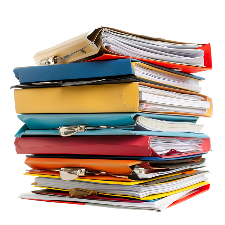 a stack of folders on white background