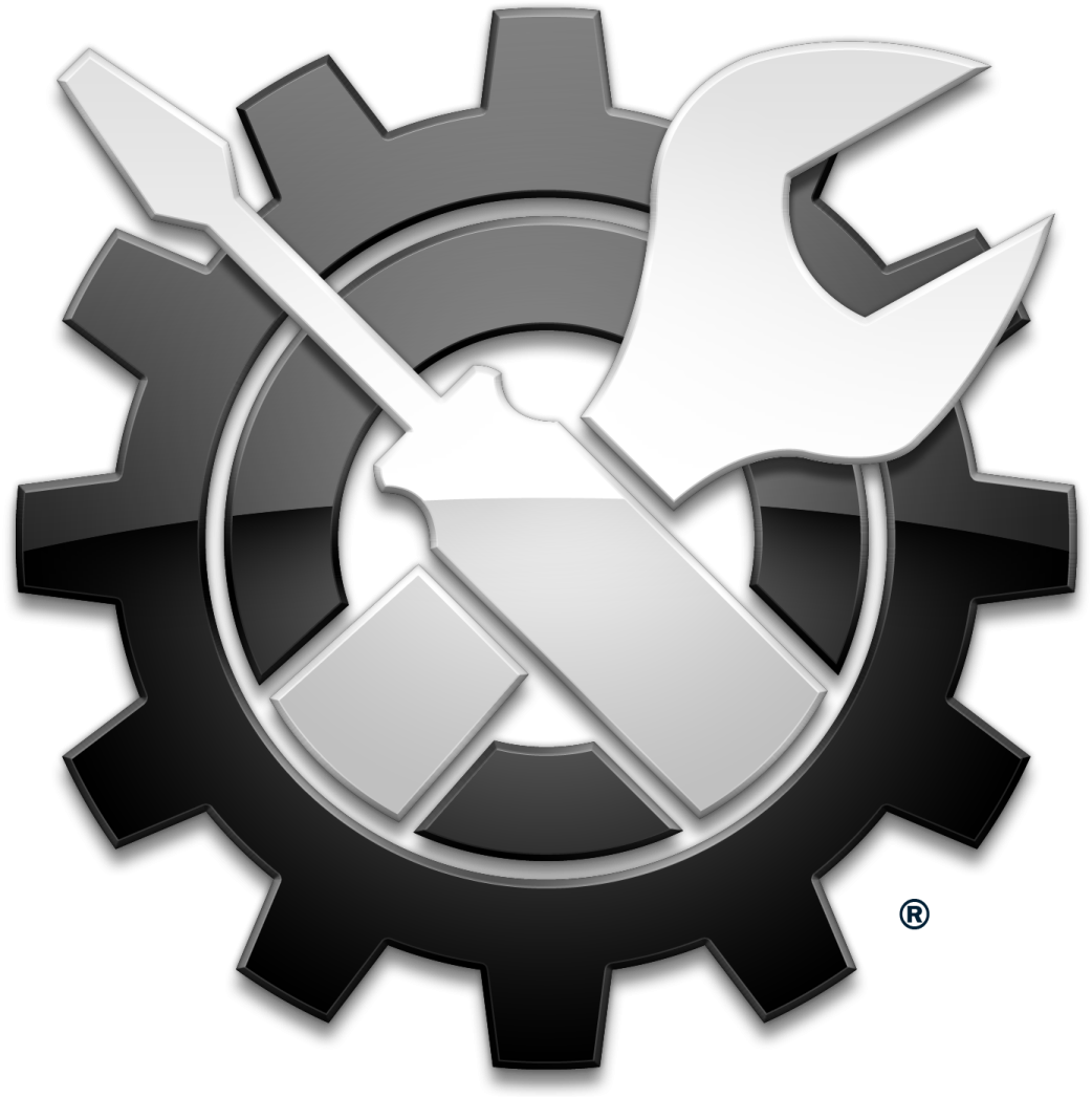 a white and black logo with two wrens in the center