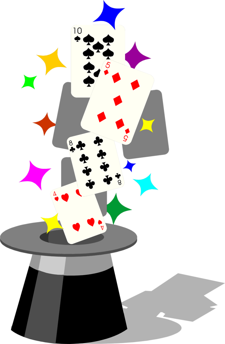 a stack of playing cards on top of a table
