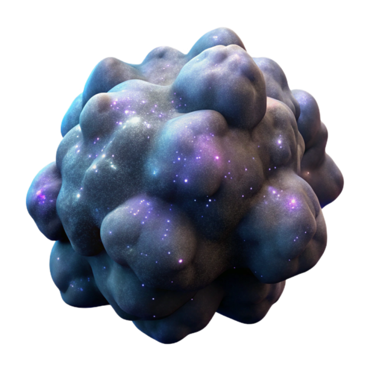 a blue and purple cloud with stars on it