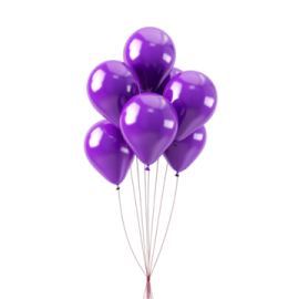 a bunch of purple balloons