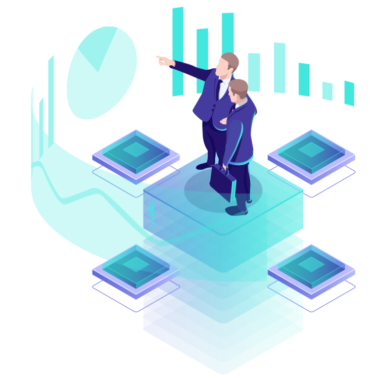 a man in a business suit pointing at something on the screen