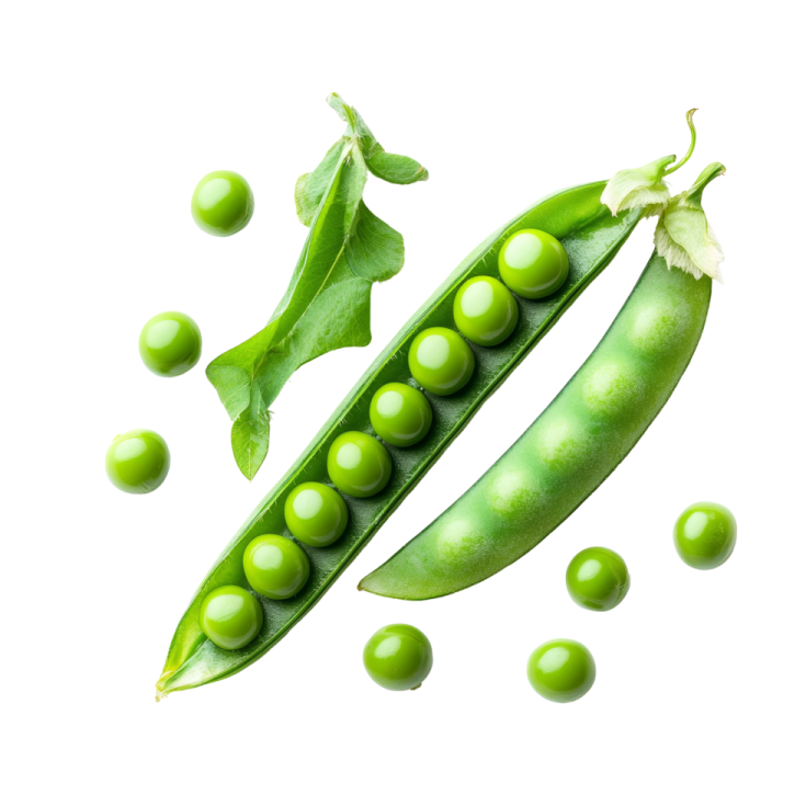 green peas on a white background