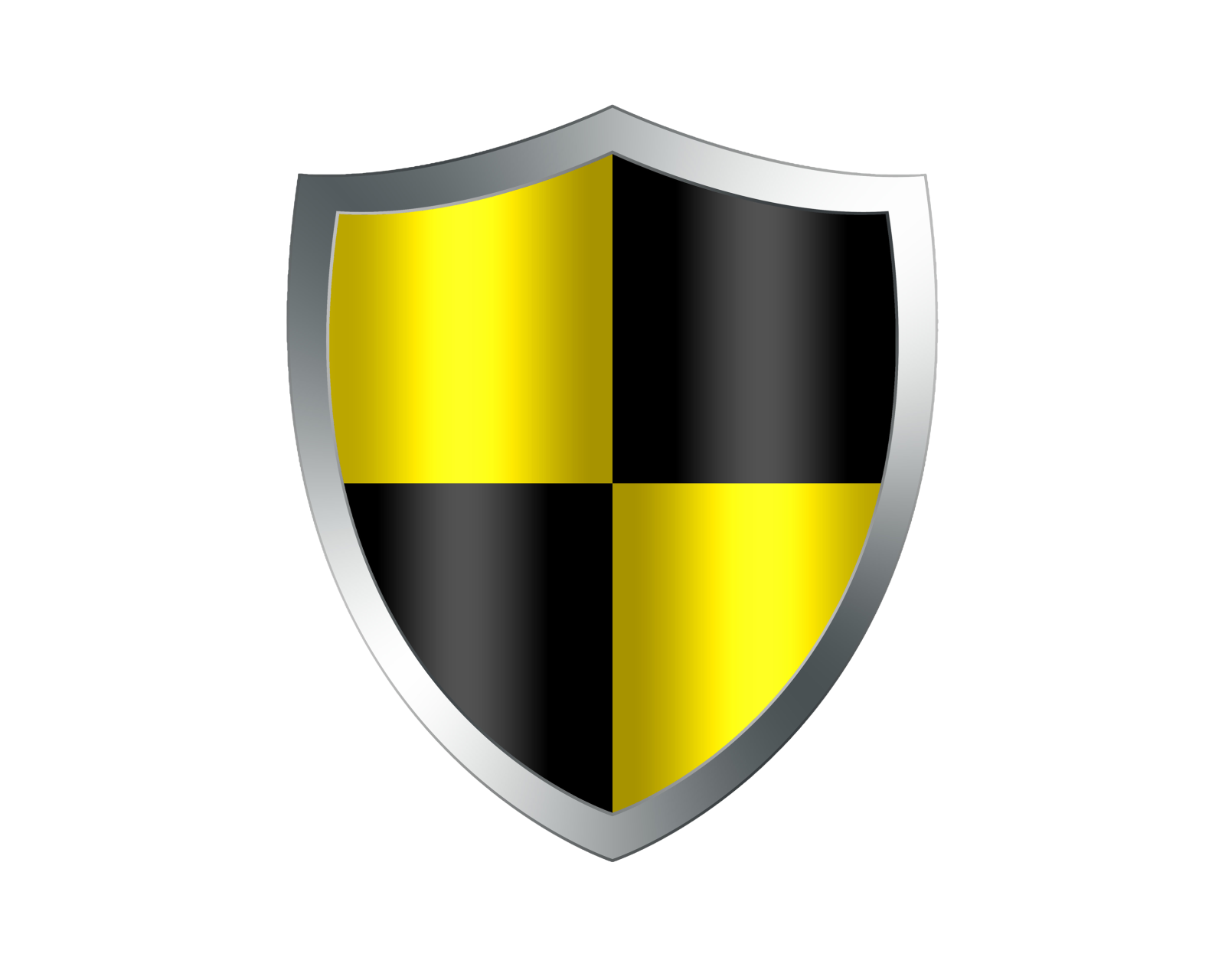 a black and yellow shield on a white background