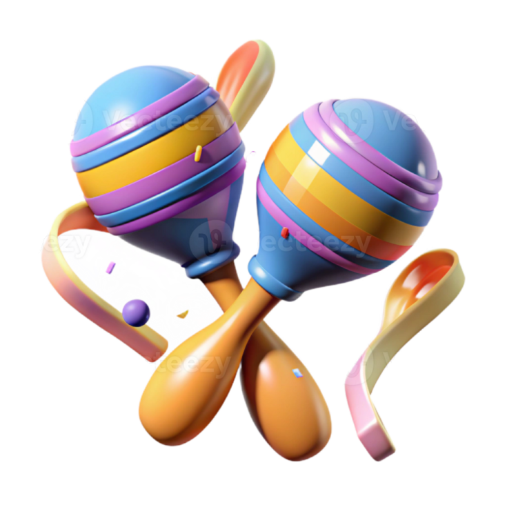 a group of colorful percussions on a white background