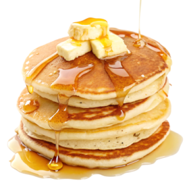 a stack of pancakes with syrup and butter