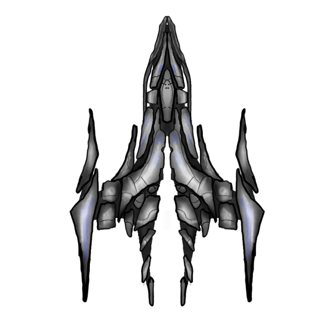 a black and white drawing of a spaceship