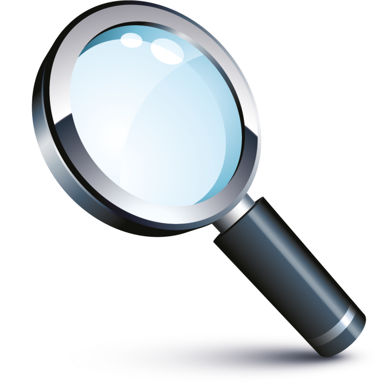a magnized glass on a white background