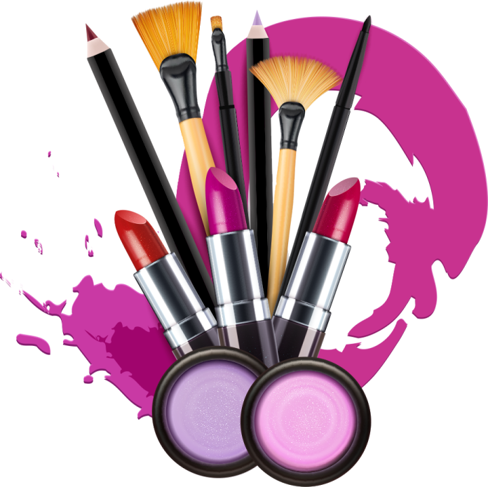 a bunch of makeup brushes and cosmetics products