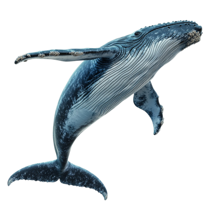 a blue whale jumping in the air