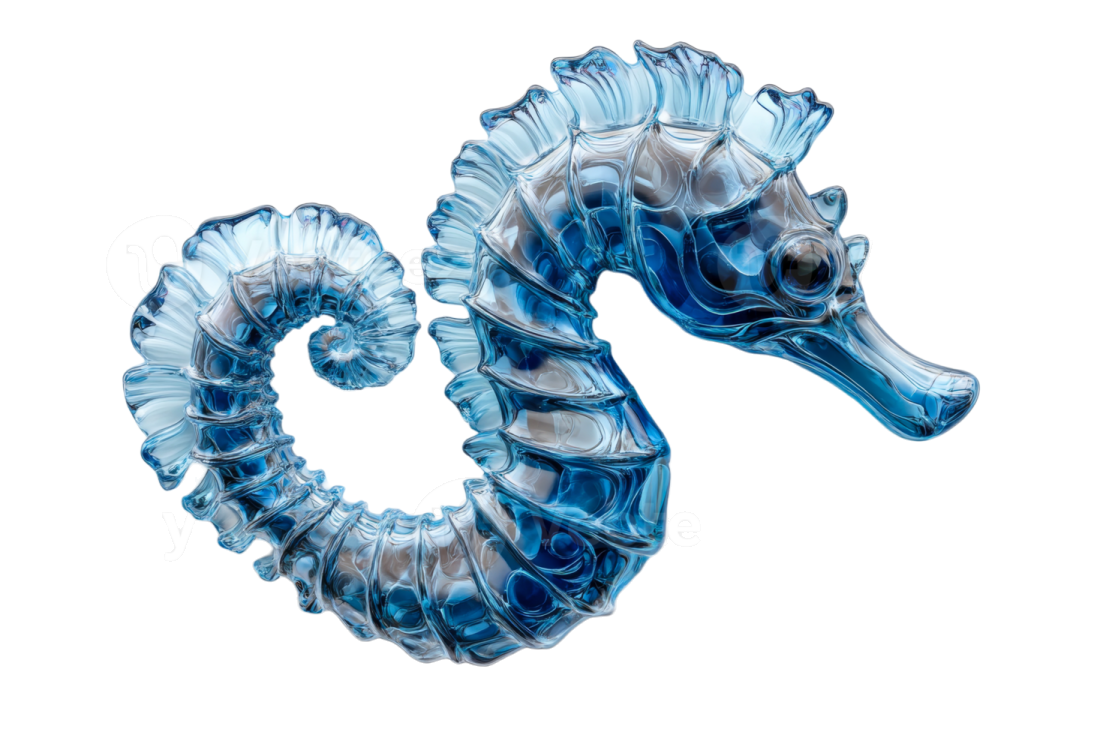 a blue and white seahorse