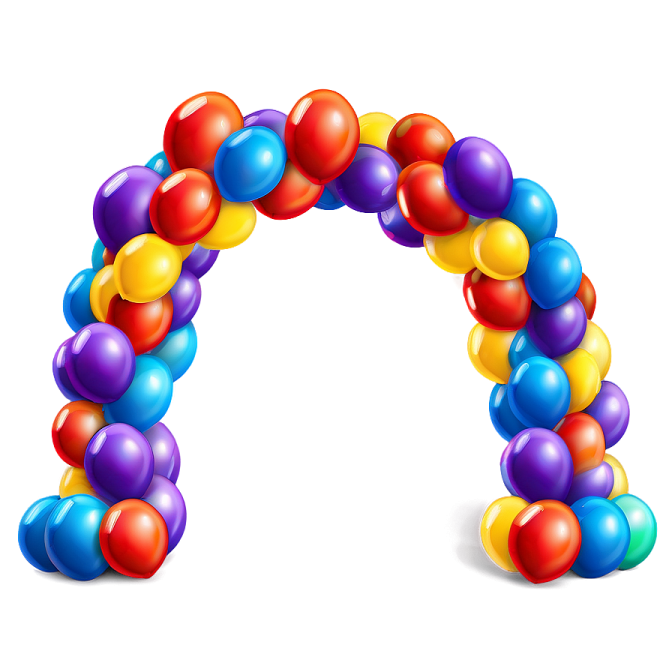 a rainbow colored balloon arch
