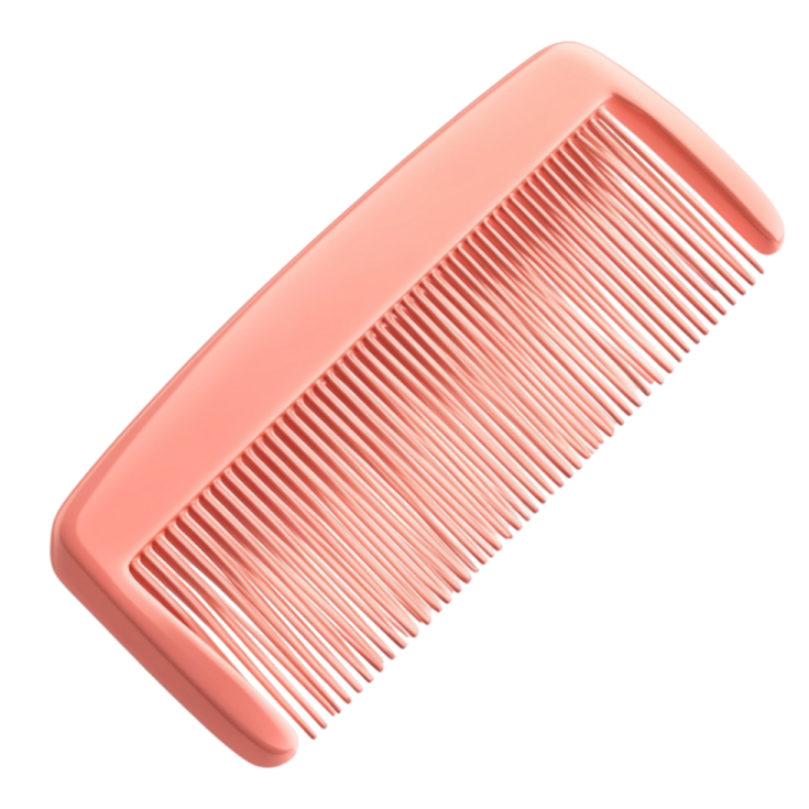 a pink comb on a white background