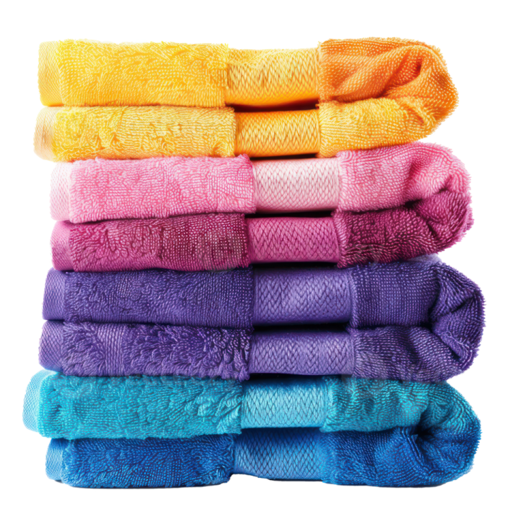 a stack of colorful towels