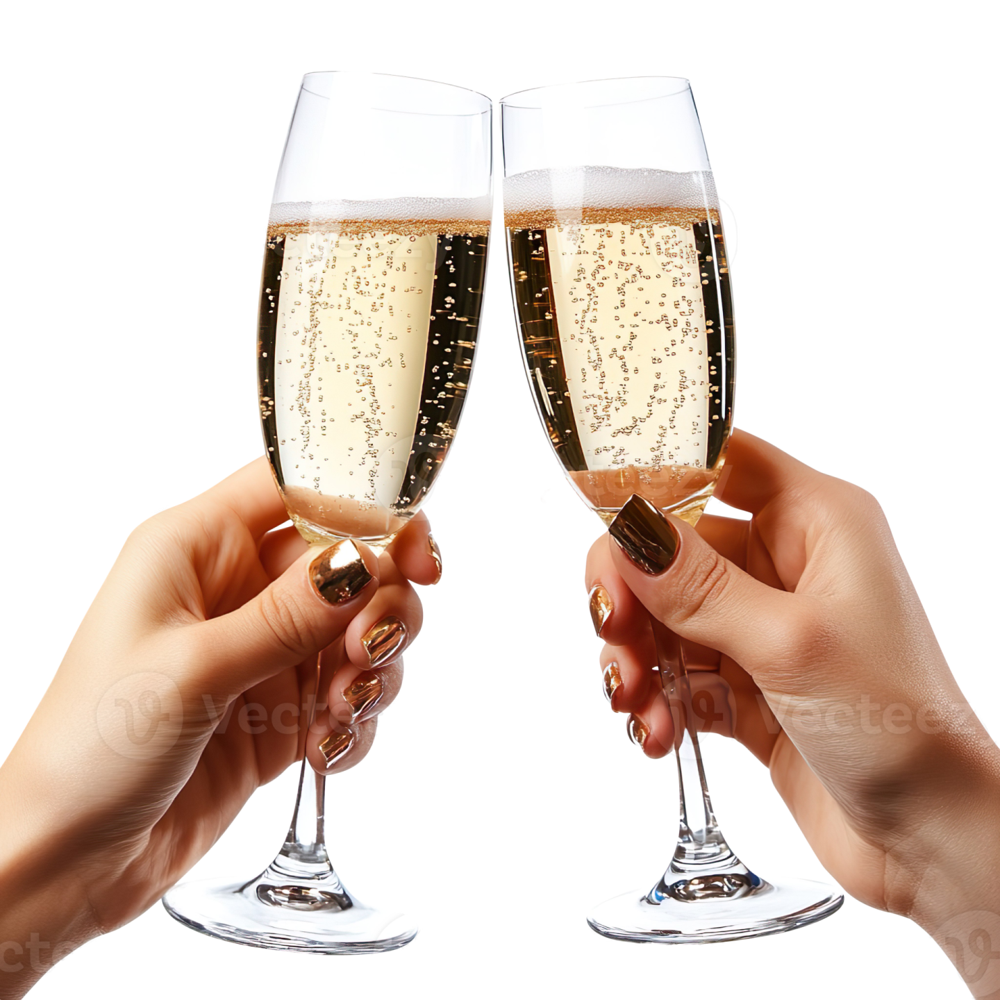 two hands holding glasses of champagne