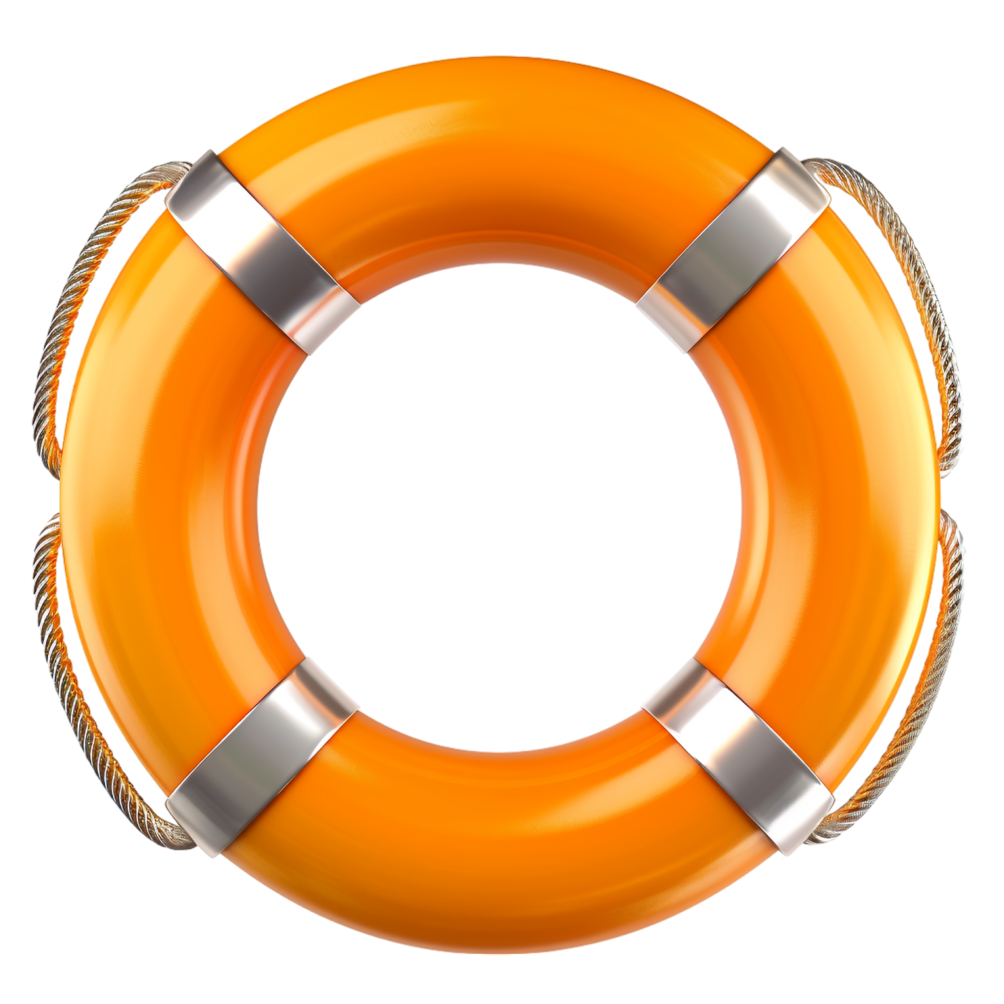 an orange life ring on a white background