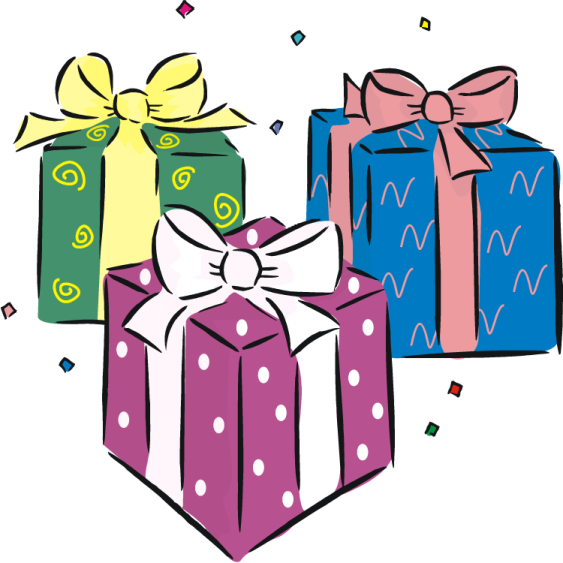 three gift boxes with bows and ribbons