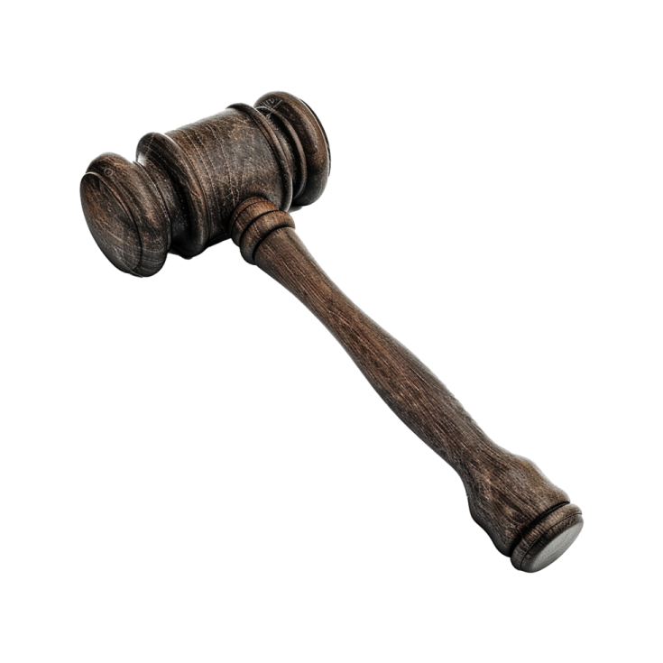 a wooden judge's gave on a white background
