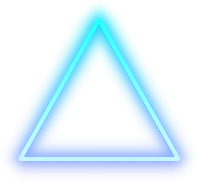 a blue neon triangle on a white background