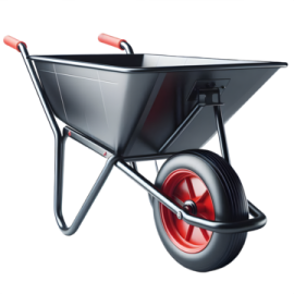 a black wheelbar with red wheels